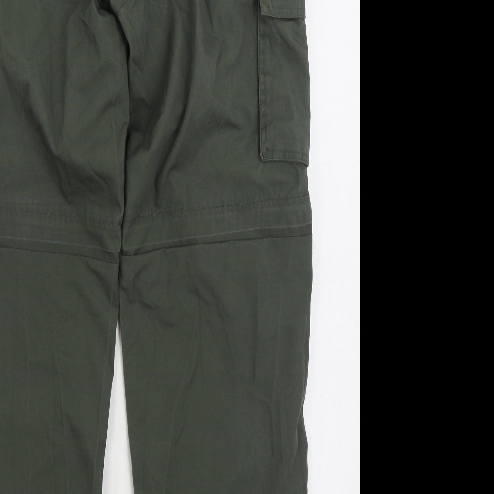 Mountain Life Mens Green Polyester Cargo Trousers Size 34 in L30 in Regular Zip