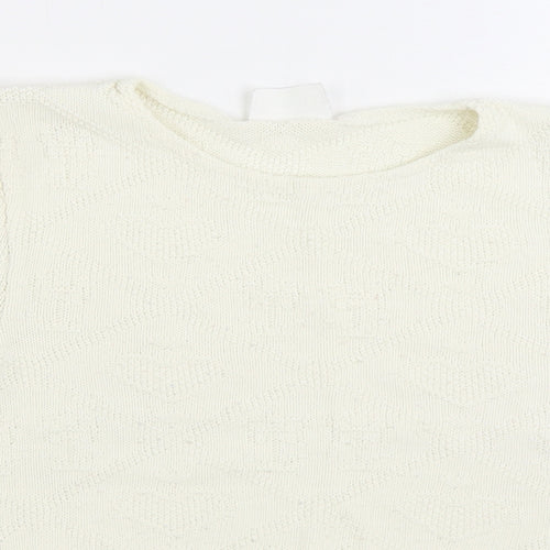 Dobbies Womens Ivory Round Neck Geometric 100% Cotton Pullover Jumper Size S