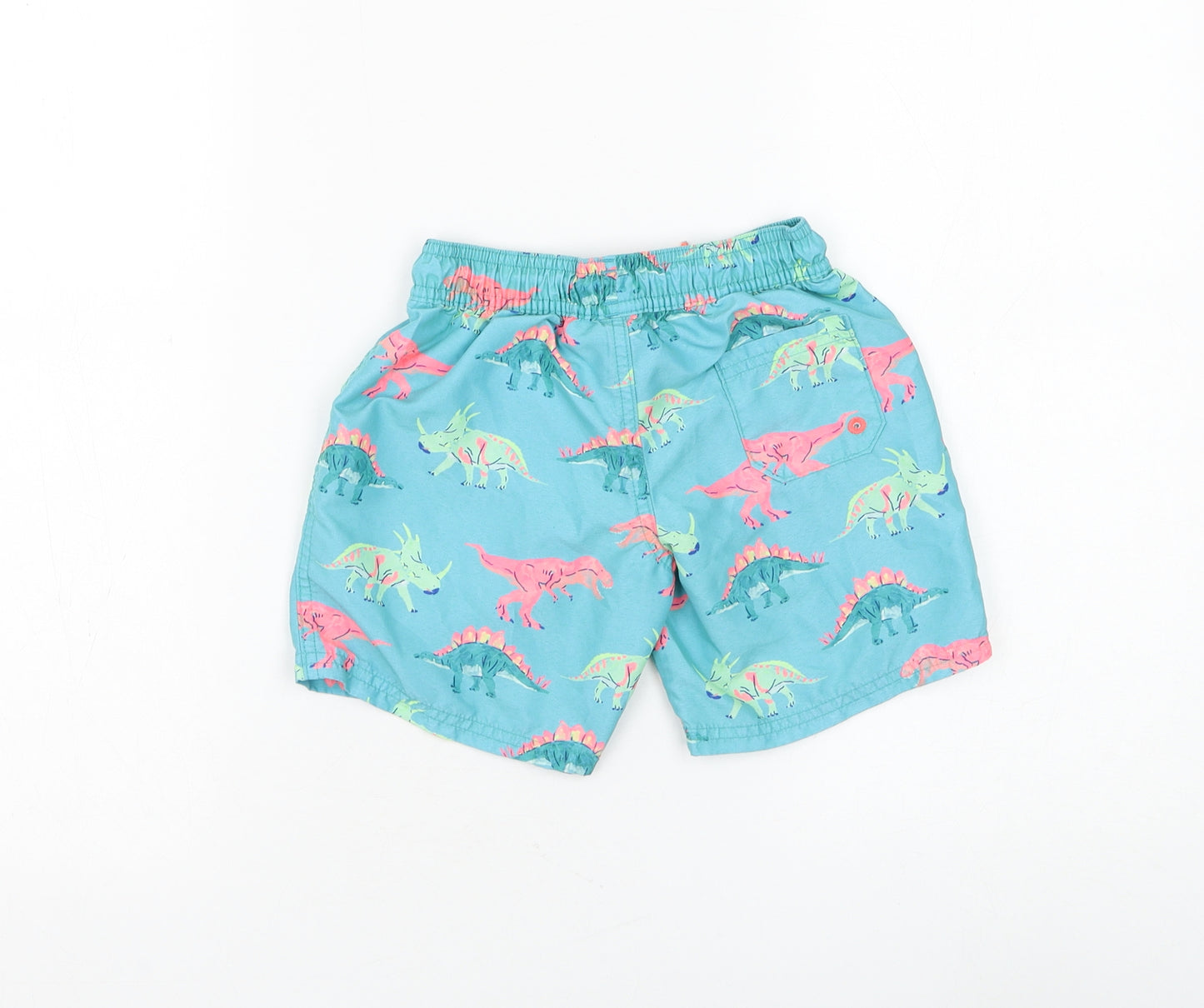 Marks and Spencer Boys Blue Polyester Sweat Shorts Size 5-6 Years Regular Drawstring - Dinosaur, Swimwear