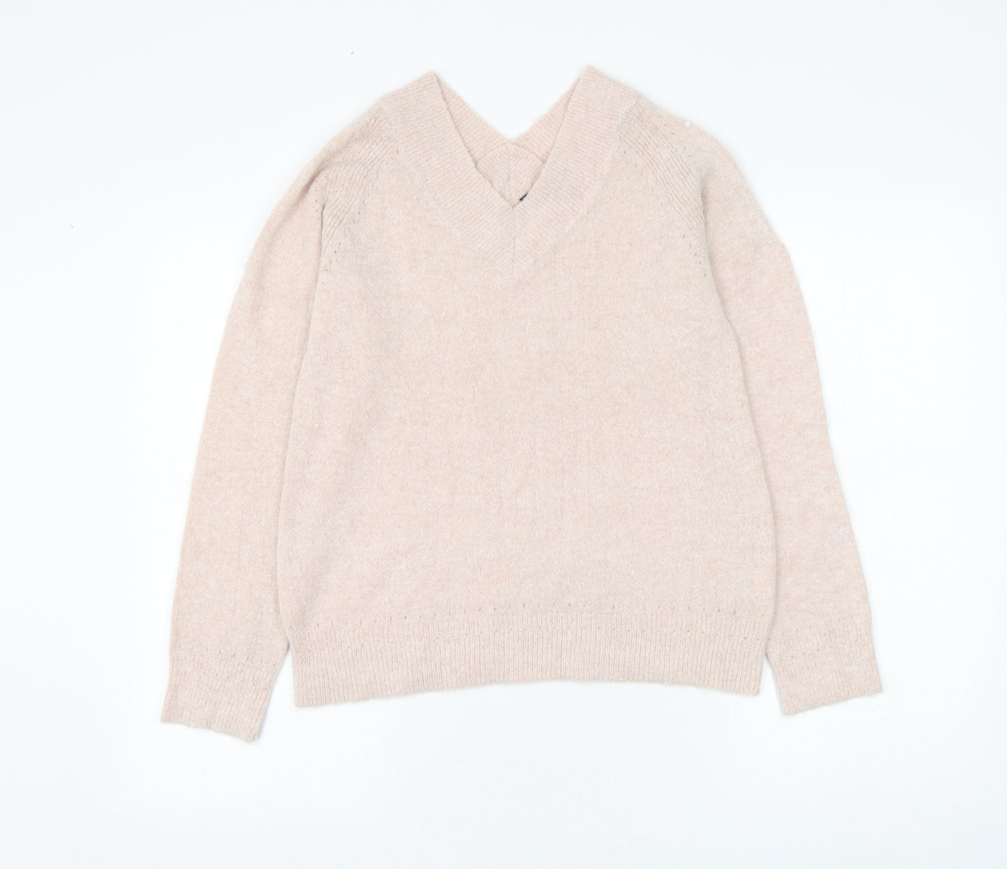 Dorothy Perkins Womens Pink V-Neck Acrylic Pullover Jumper Size 10 - Cut out shoulders