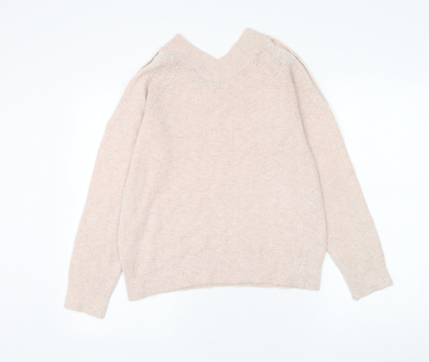 Dorothy Perkins Womens Pink V-Neck Acrylic Pullover Jumper Size 10 - Cut out shoulders
