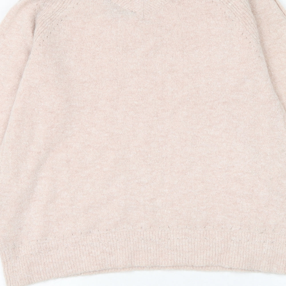 Dorothy Perkins Womens Pink V-Neck Acrylic Pullover Jumper Size 10 - Cut out shoulders