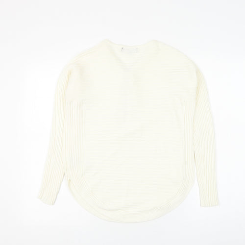 Cameo Rose Womens White V-Neck Viscose Pullover Jumper Size L
