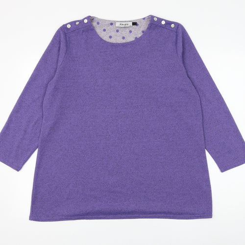 Alexara Womens Orange Round Neck Polyester Pullover Jumper Size L