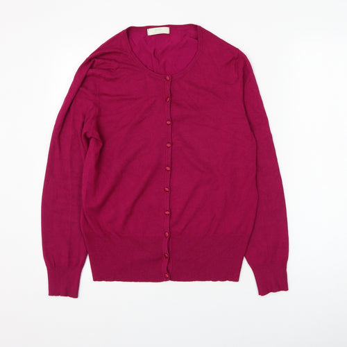 Marks and Spencer Womens Pink Round Neck Viscose Cardigan Jumper Size 16