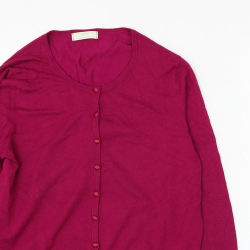 Marks and Spencer Womens Pink Round Neck Viscose Cardigan Jumper Size 16