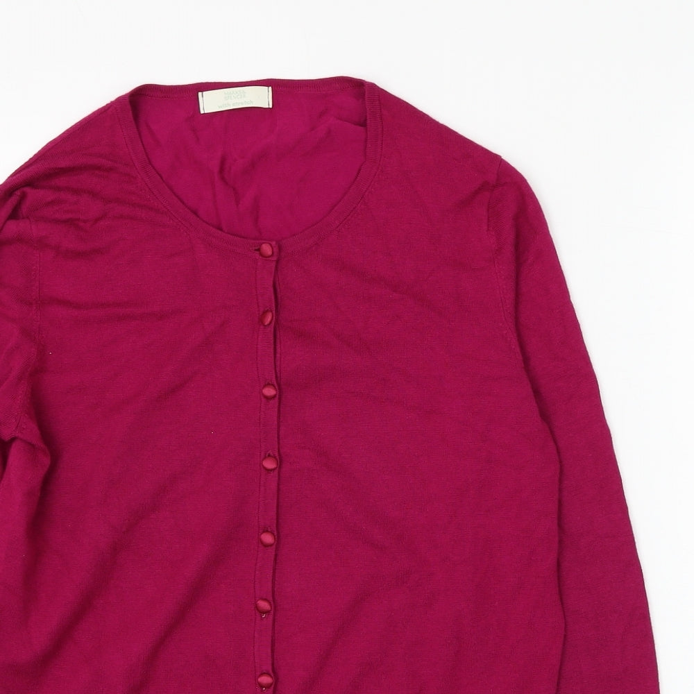 Marks and Spencer Womens Pink Round Neck Viscose Cardigan Jumper Size 16