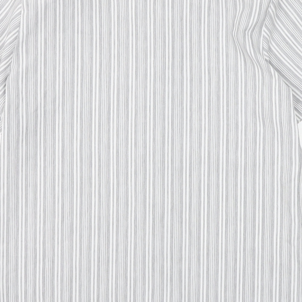 Emma Collection Womens Grey Striped Polyester Basic Button-Up Size 12 Collared