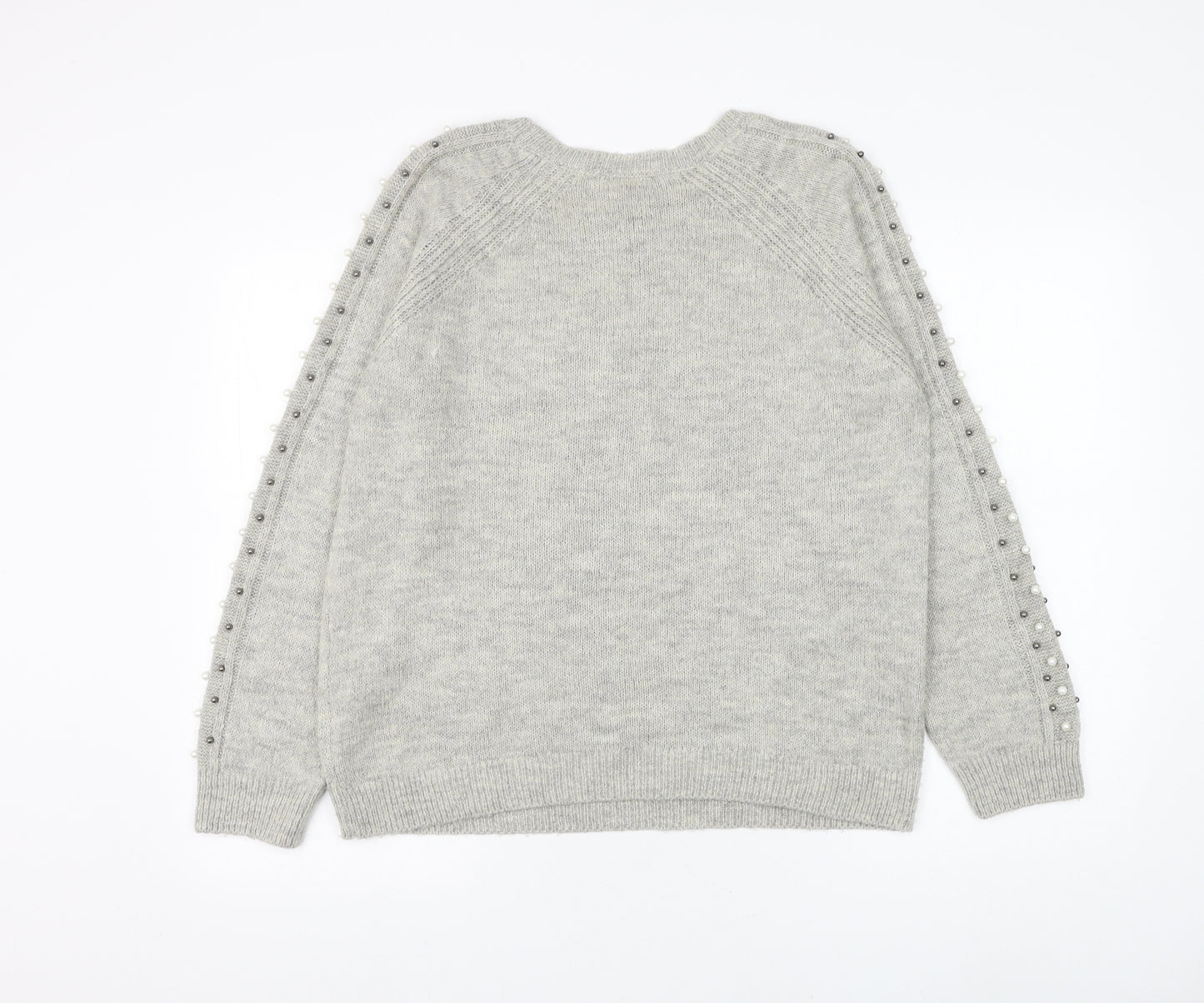 George Womens Grey Round Neck Acrylic Pullover Jumper Size 12