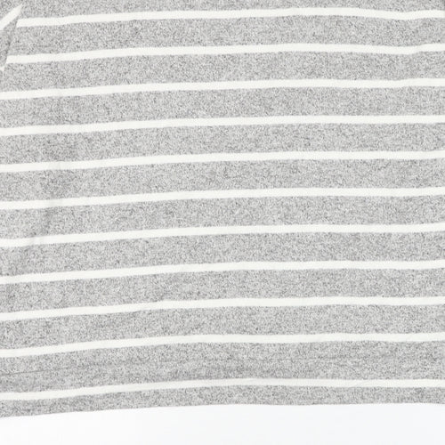 Marks and Spencer Womens Grey Round Neck Striped Viscose Pullover Jumper Size 14