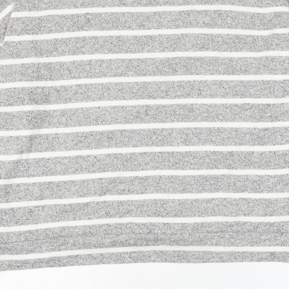 Marks and Spencer Womens Grey Round Neck Striped Viscose Pullover Jumper Size 14