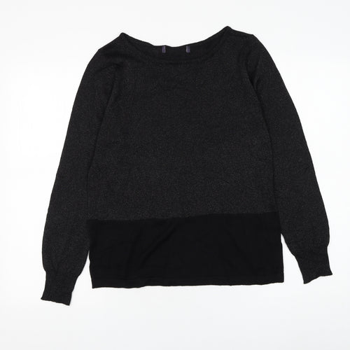 Preworn Womens Black Round Neck Polyester Pullover Jumper Size M