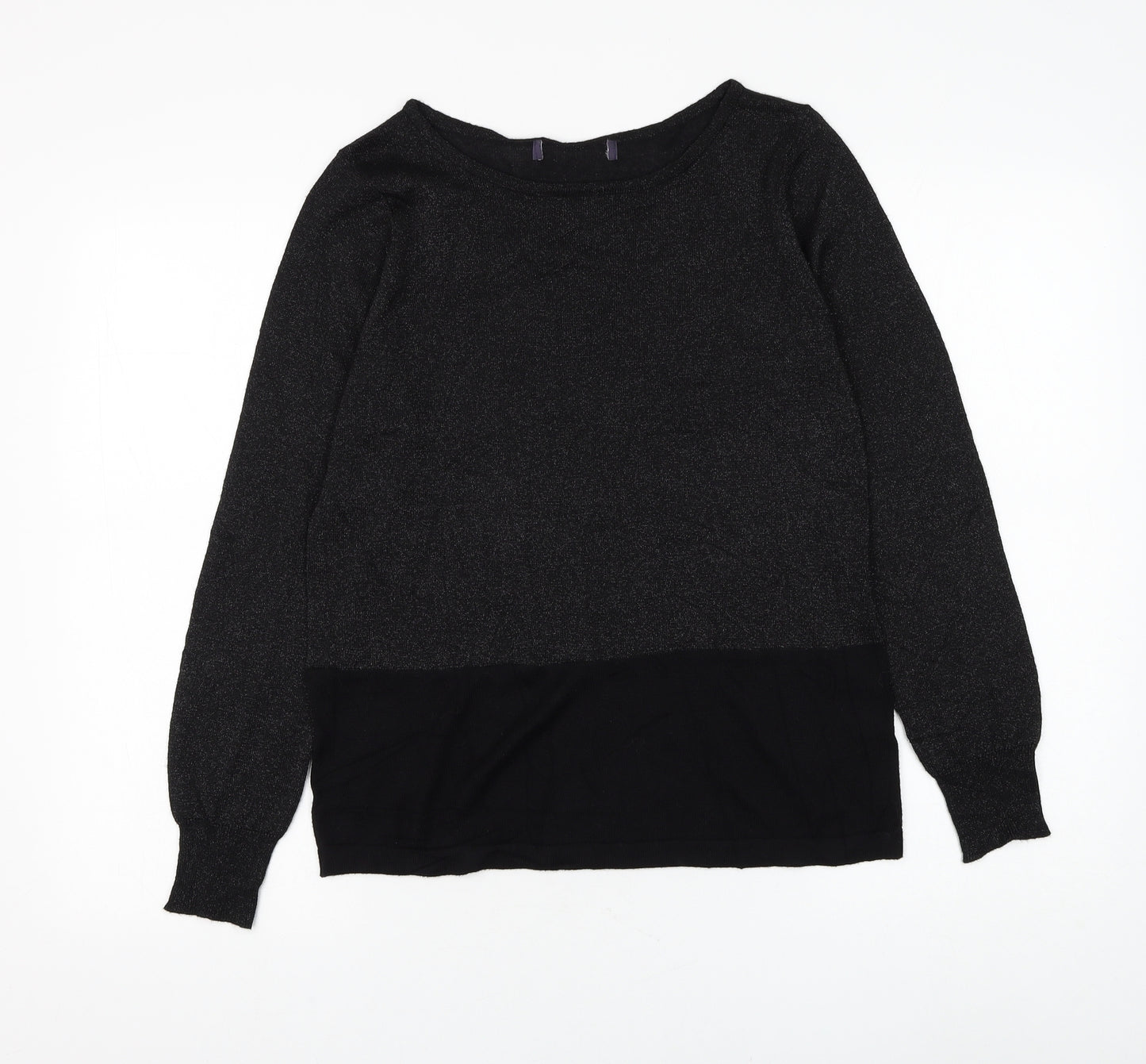 Preworn Womens Black Round Neck Polyester Pullover Jumper Size M