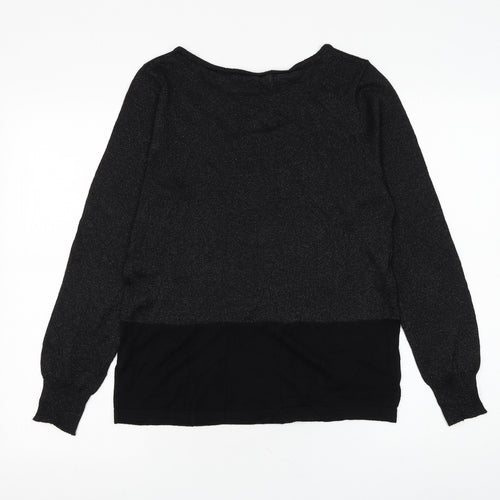 Preworn Womens Black Round Neck Polyester Pullover Jumper Size M