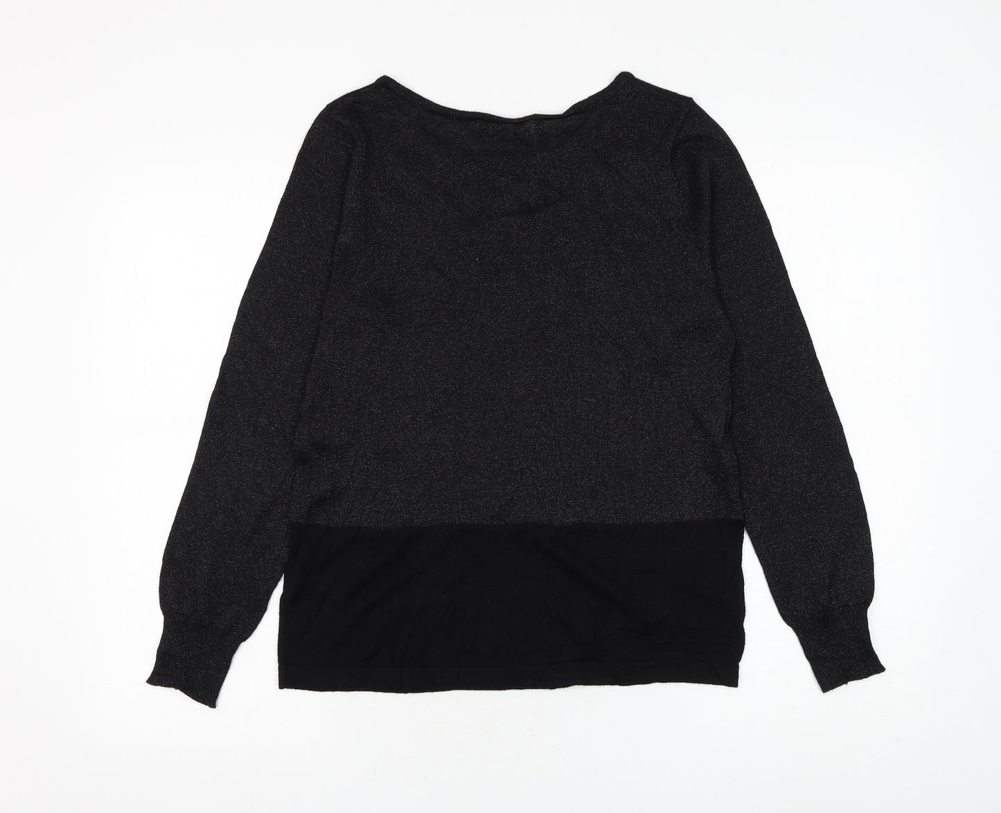 Preworn Womens Black Round Neck Polyester Pullover Jumper Size M