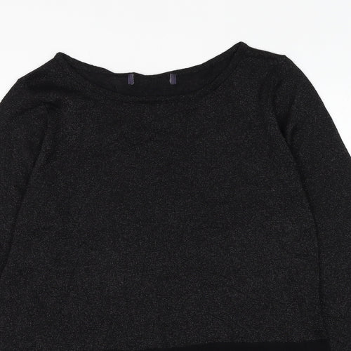 Preworn Womens Black Round Neck Polyester Pullover Jumper Size M