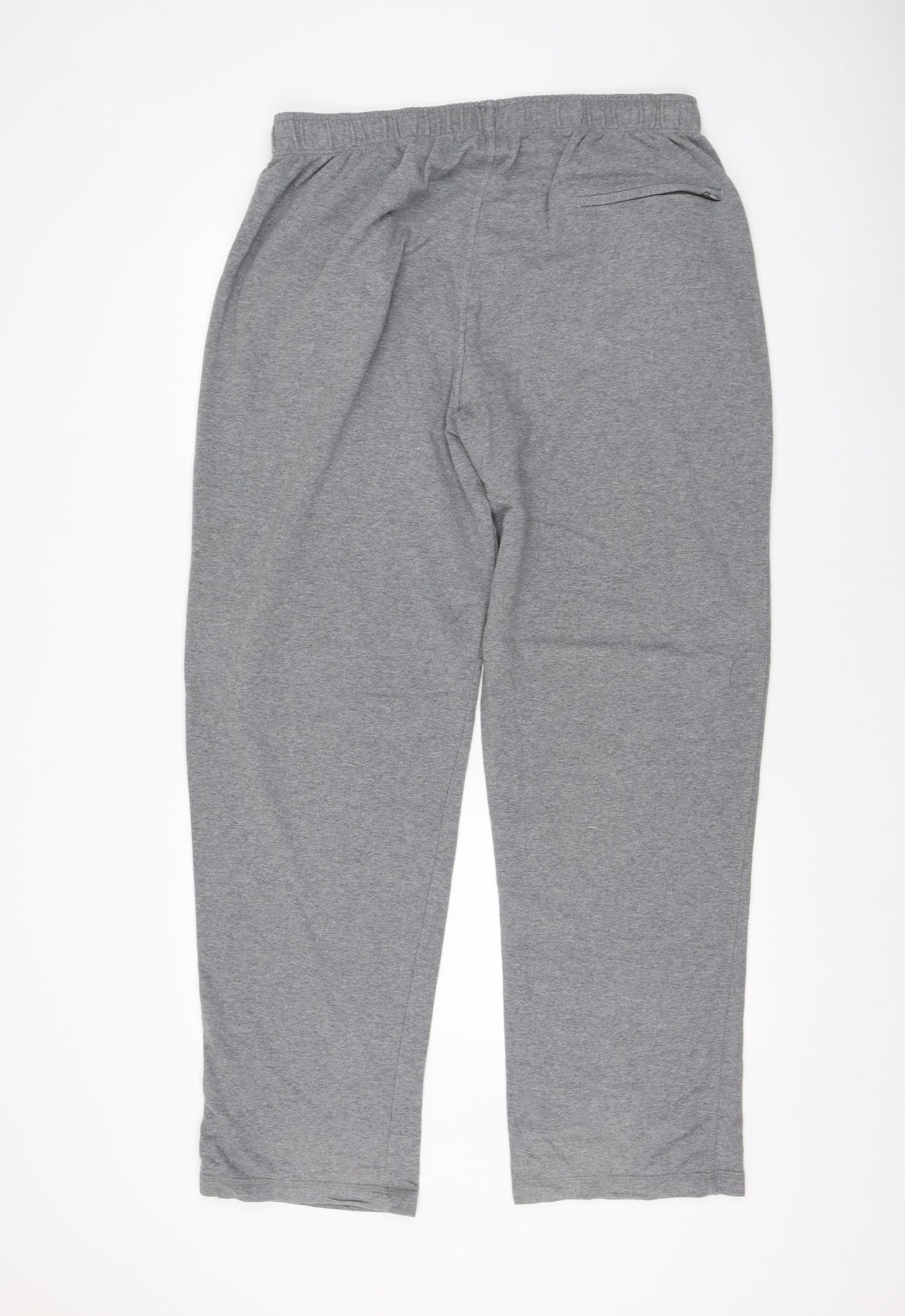 Marks and Spencer Mens Grey Cotton Jogger Trousers Size 39 in L32 in Regular Drawstring