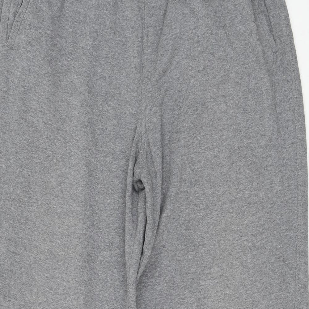 Marks and Spencer Mens Grey Cotton Jogger Trousers Size 39 in L32 in Regular Drawstring