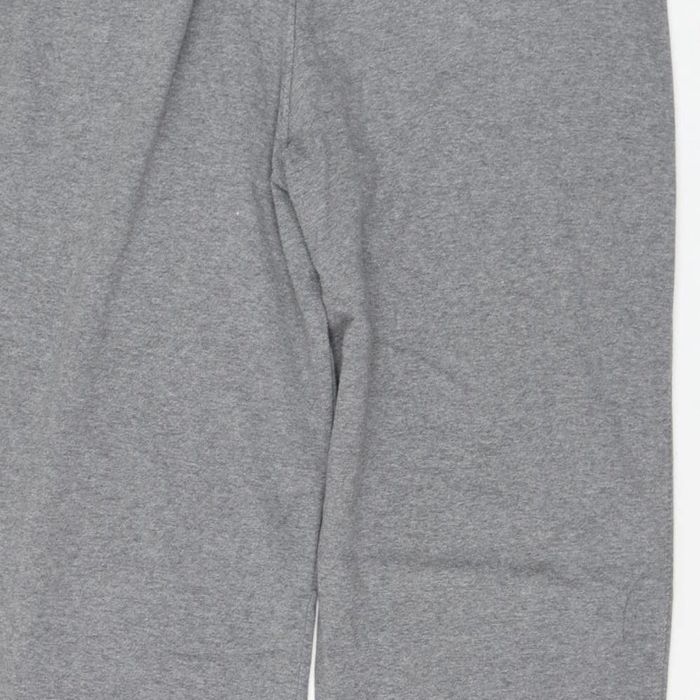 Marks and Spencer Mens Grey Cotton Jogger Trousers Size 39 in L32 in Regular Drawstring