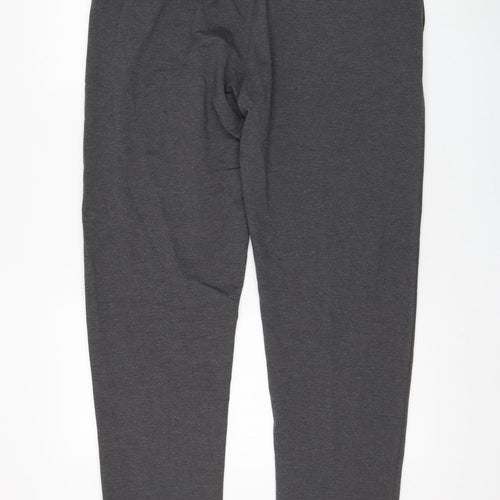 Marks and Spencer Mens Grey Cotton Jogger Trousers Size 39 in L33 in Regular Drawstring