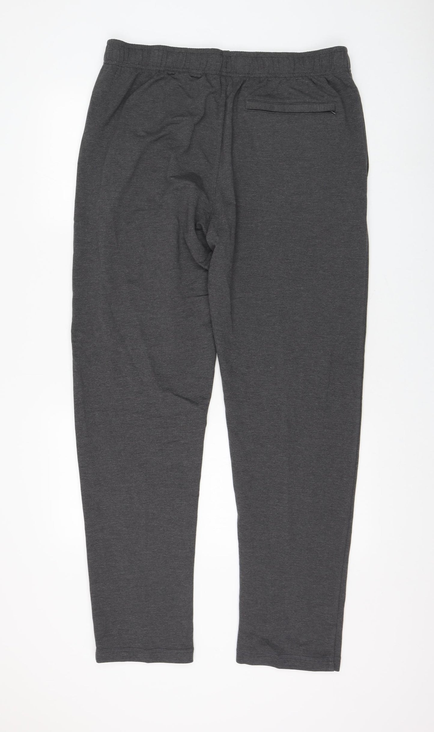 Marks and Spencer Mens Grey Cotton Jogger Trousers Size 39 in L33 in Regular Drawstring