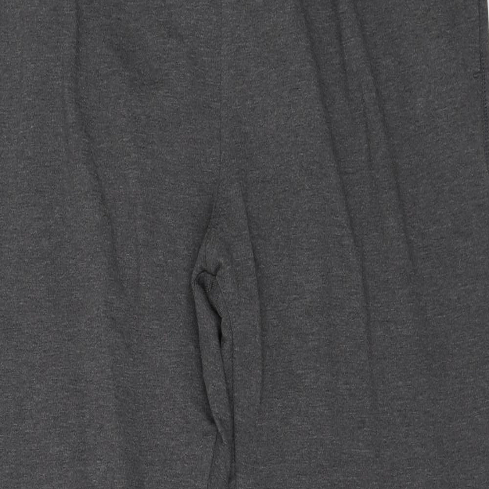 Marks and Spencer Mens Grey Cotton Jogger Trousers Size 39 in L33 in Regular Drawstring