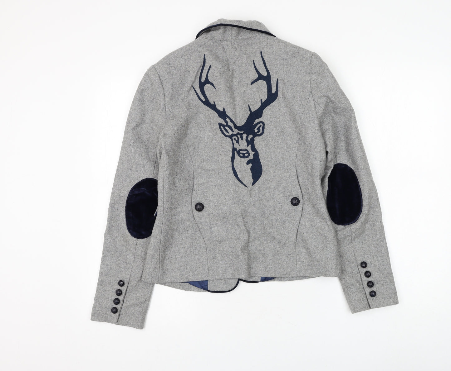 Vila Gallo Womens Grey Jacket Blazer Size 10 Button - Deer
