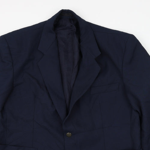 Classic Mens Blue Polyester Jacket Suit Jacket Size 44