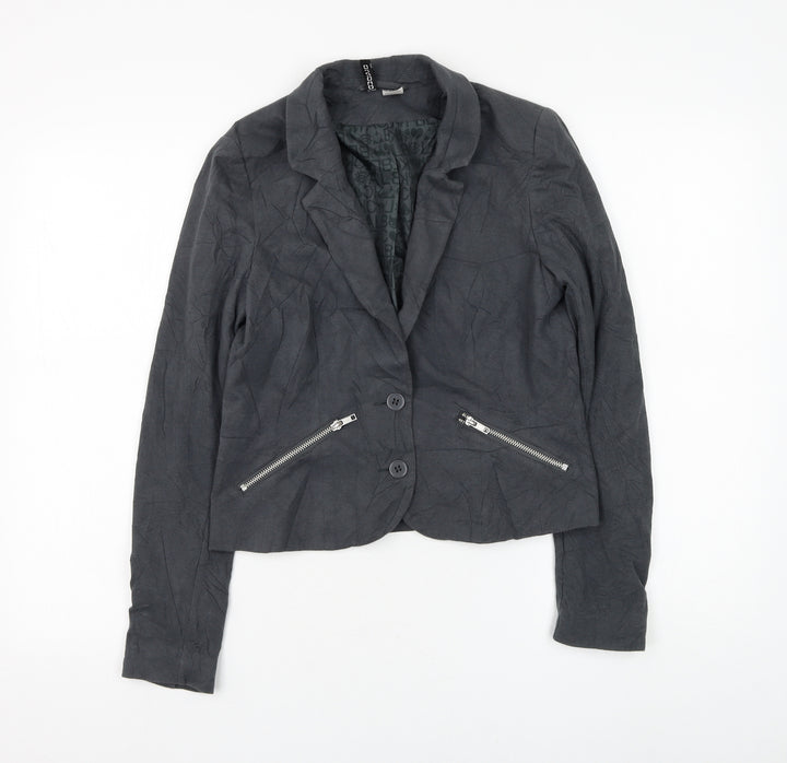H&M Womens Grey Jacket Blazer Size 12 Button