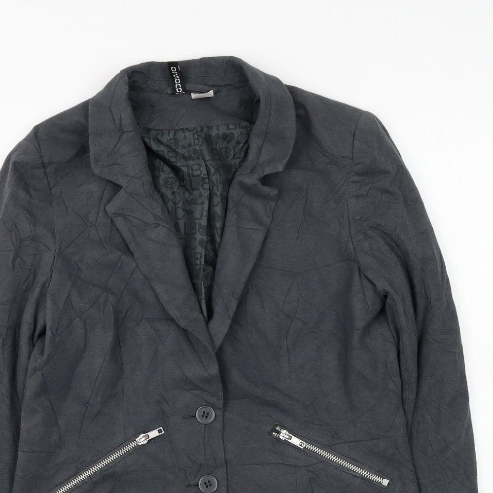 H&M Womens Grey Jacket Blazer Size 12 Button