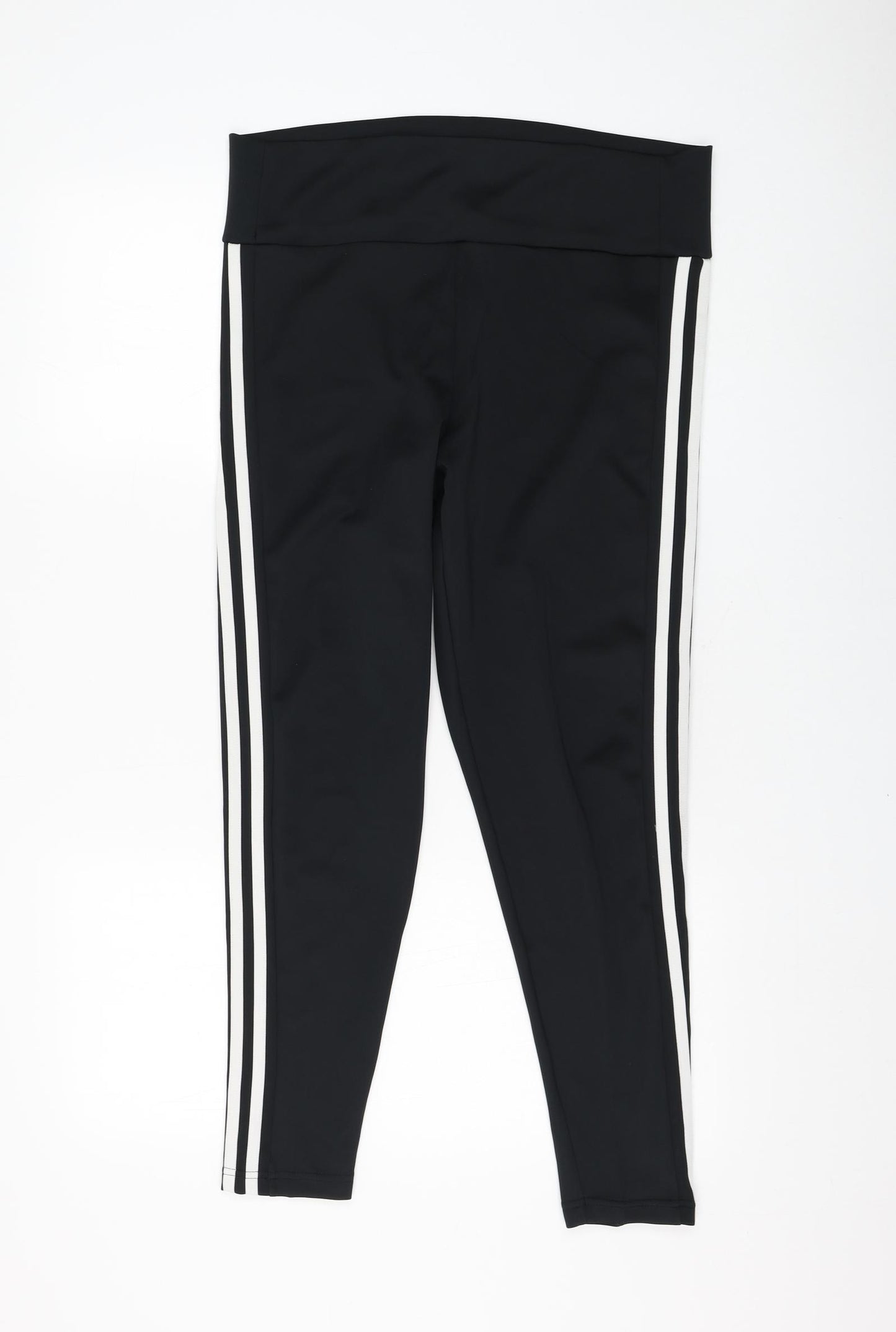 adidas Womens Black Polyester Compression Leggings Size 16 L26 in Regular Pullover