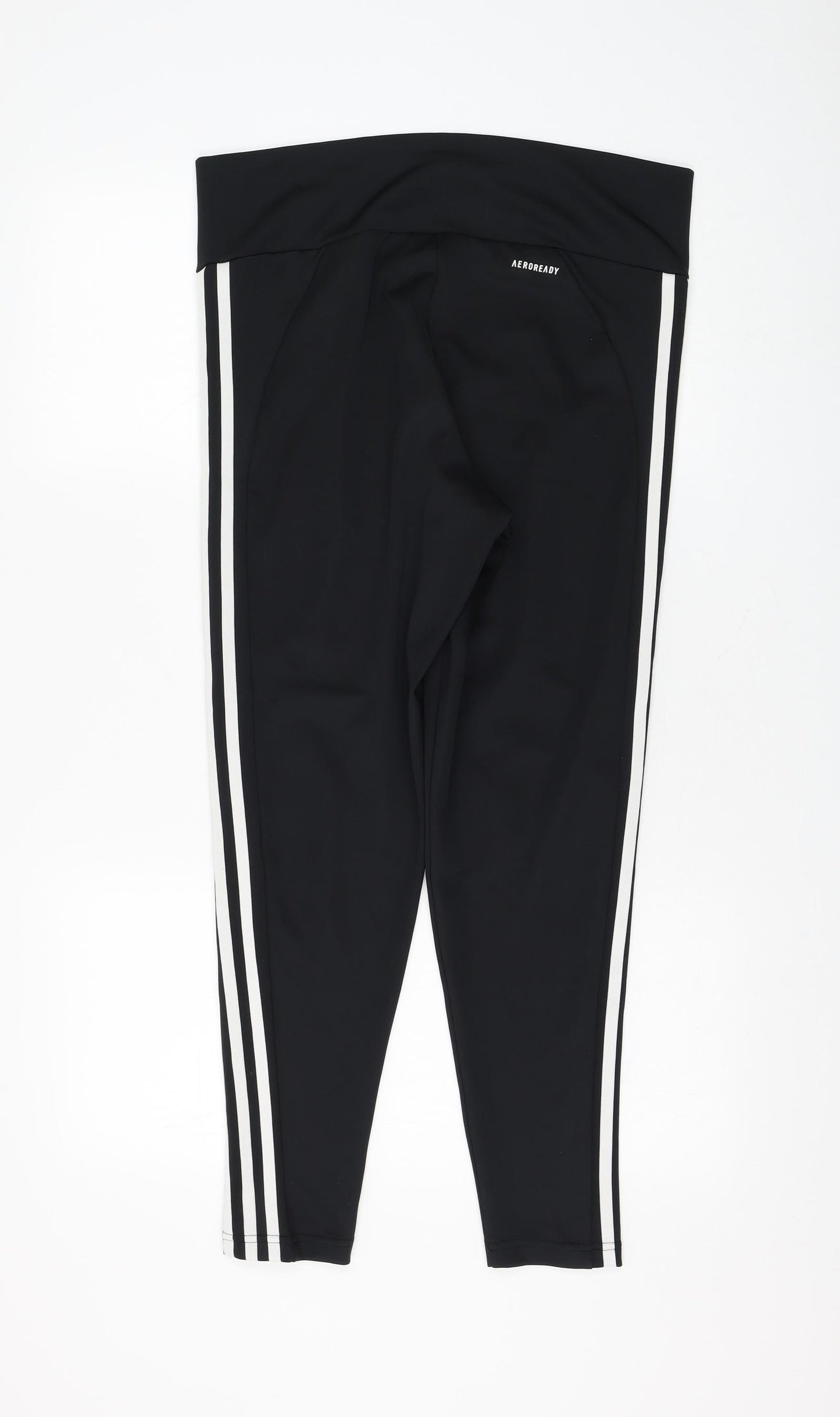 adidas Womens Black Polyester Compression Leggings Size 16 L26 in Regular Pullover