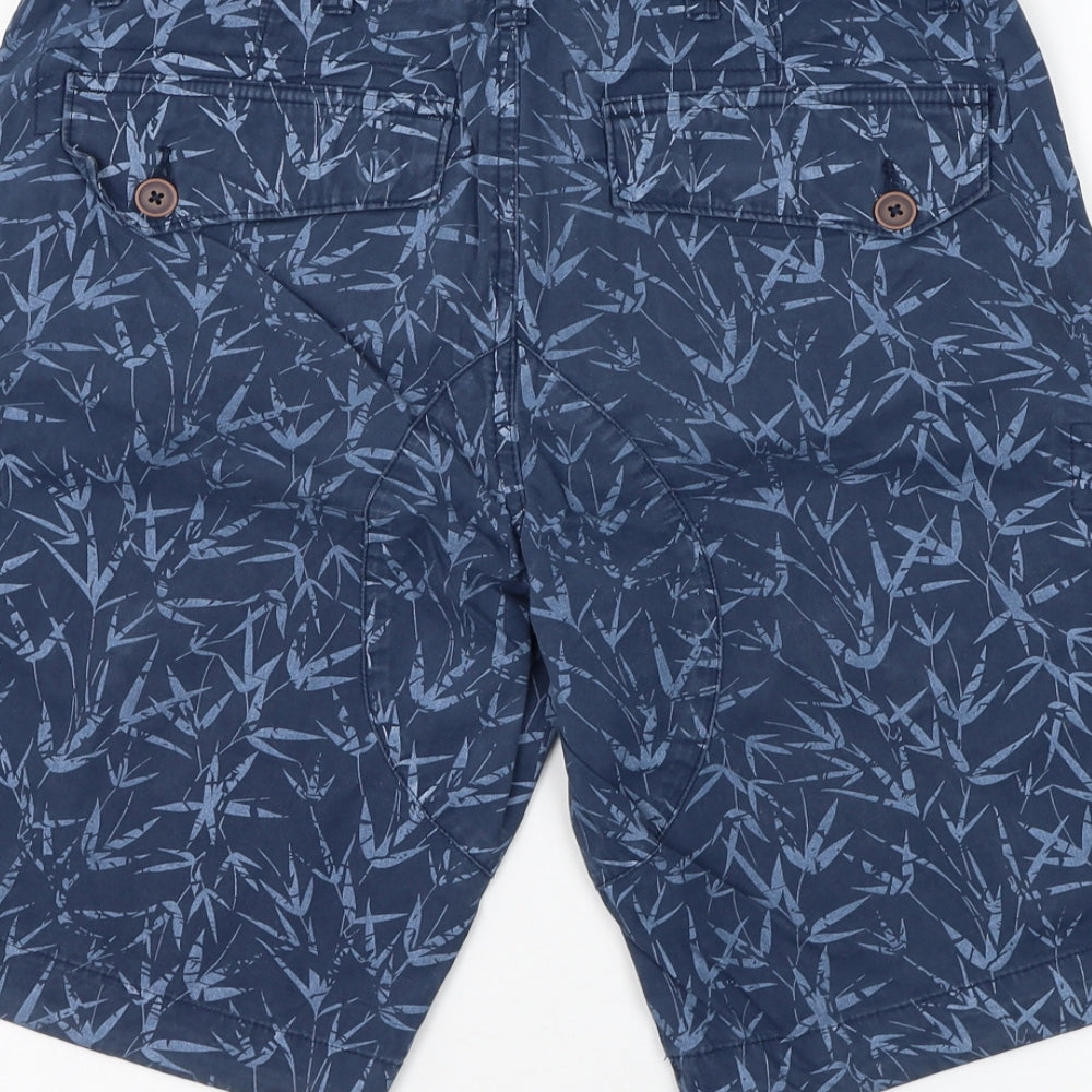 NEXT Mens Blue Floral Cotton Cargo Shorts Size 30 in L10 in Regular Button - Leaf Print