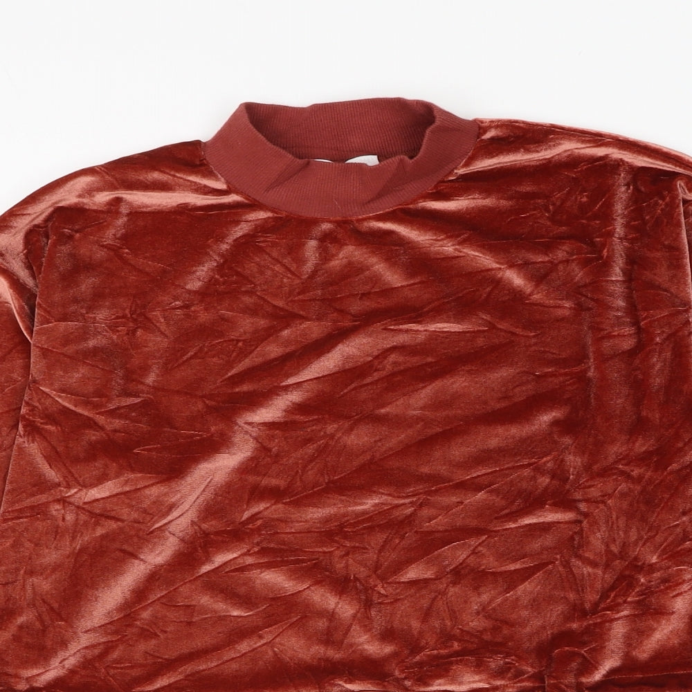 Topshop Womens Red Polyester Pullover Sweatshirt Size 4 Pullover