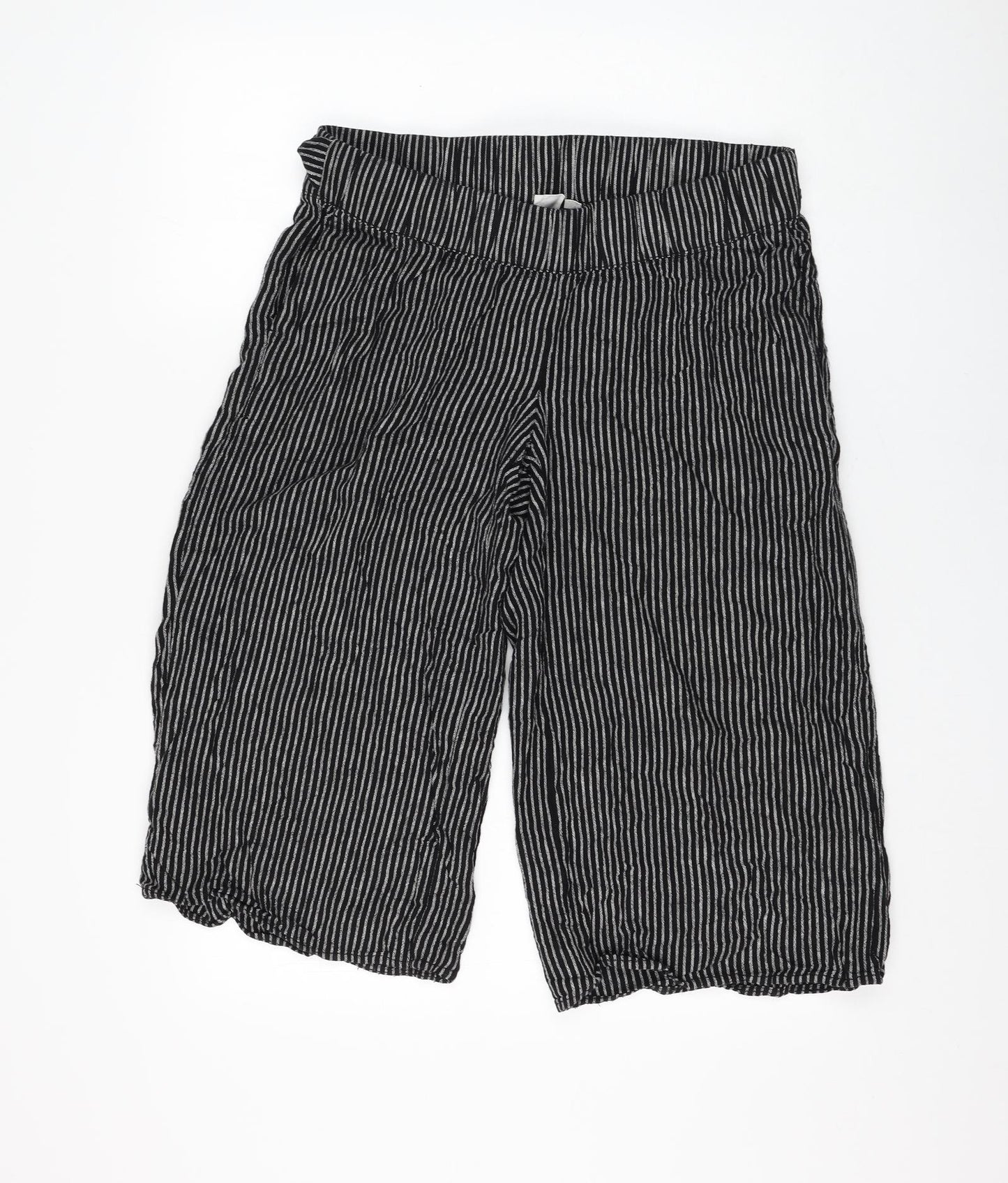Gap Womens Black Striped Linen Culotte Shorts Size S L18 in Regular Tie