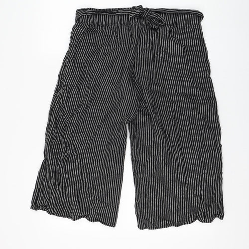 Gap Womens Black Striped Linen Culotte Shorts Size S L18 in Regular Tie