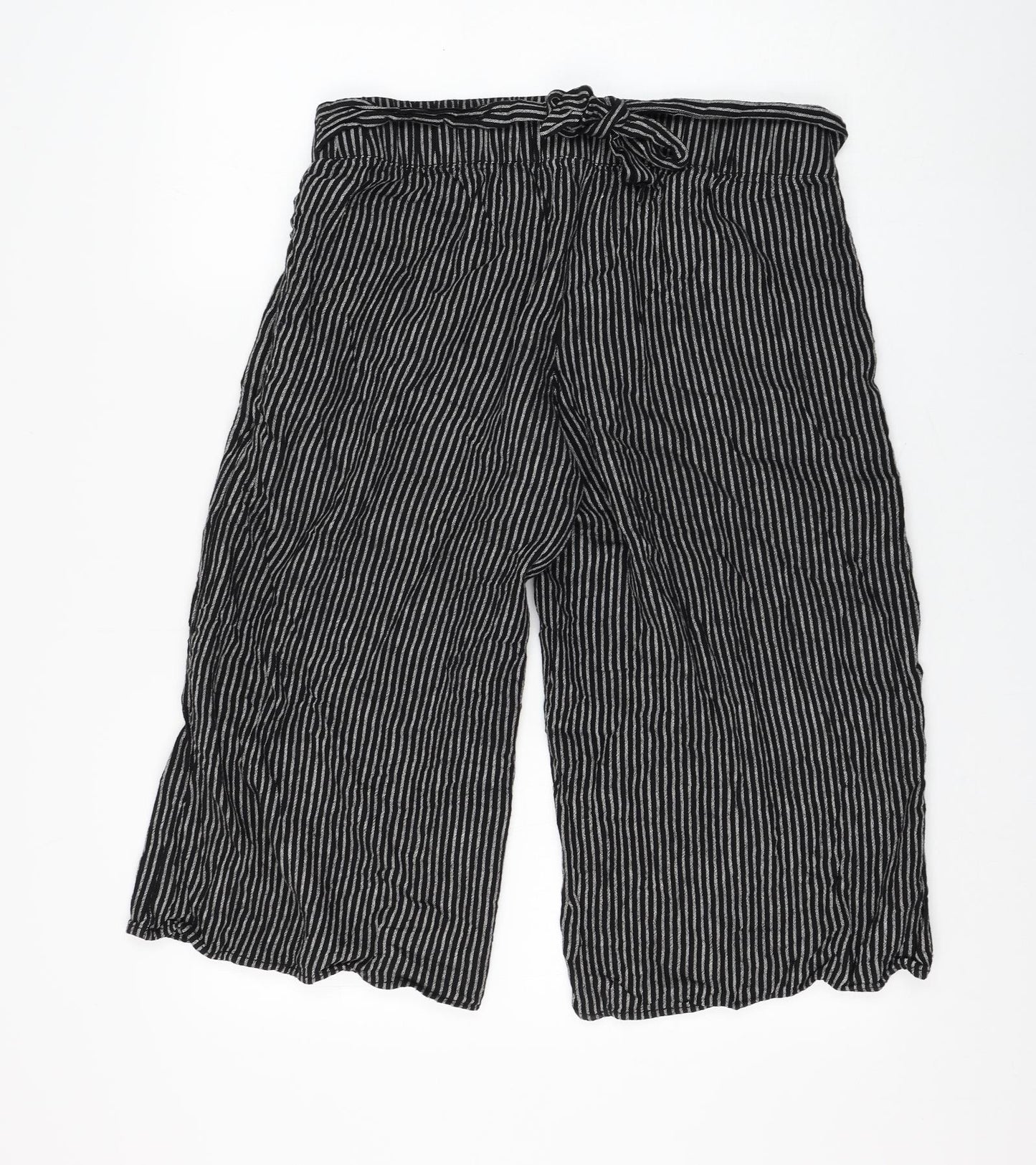 Gap Womens Black Striped Linen Culotte Shorts Size S L18 in Regular Tie