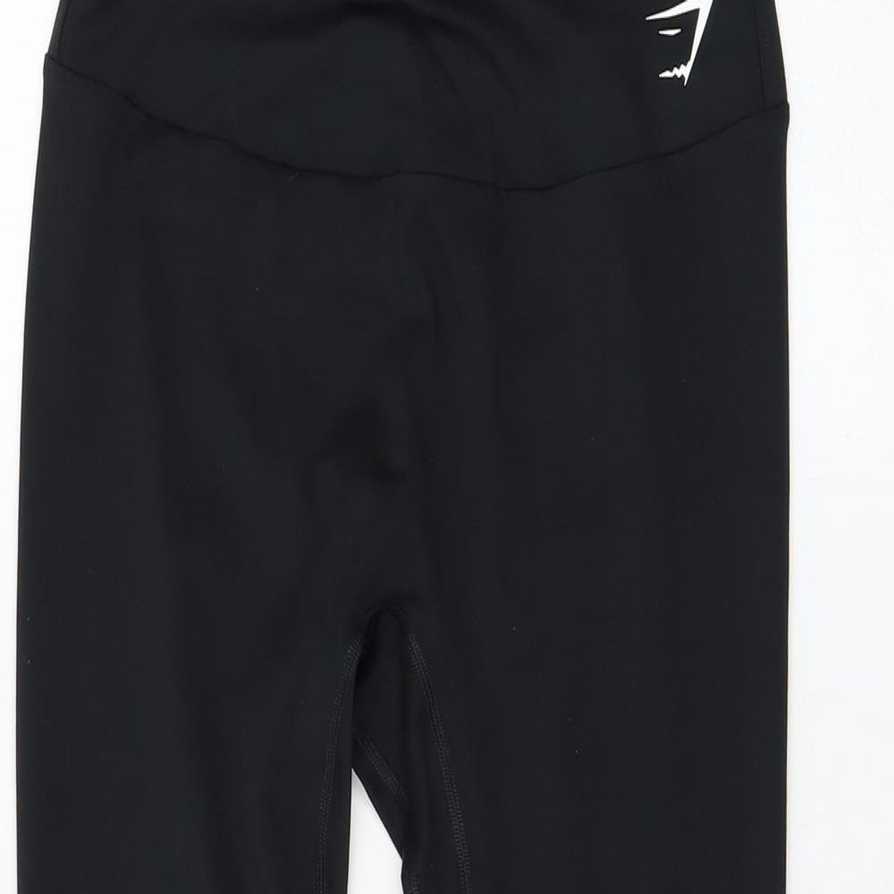 Gymshark Womens Black Polyester Cropped Leggings Size L L23 in Regular Pullover