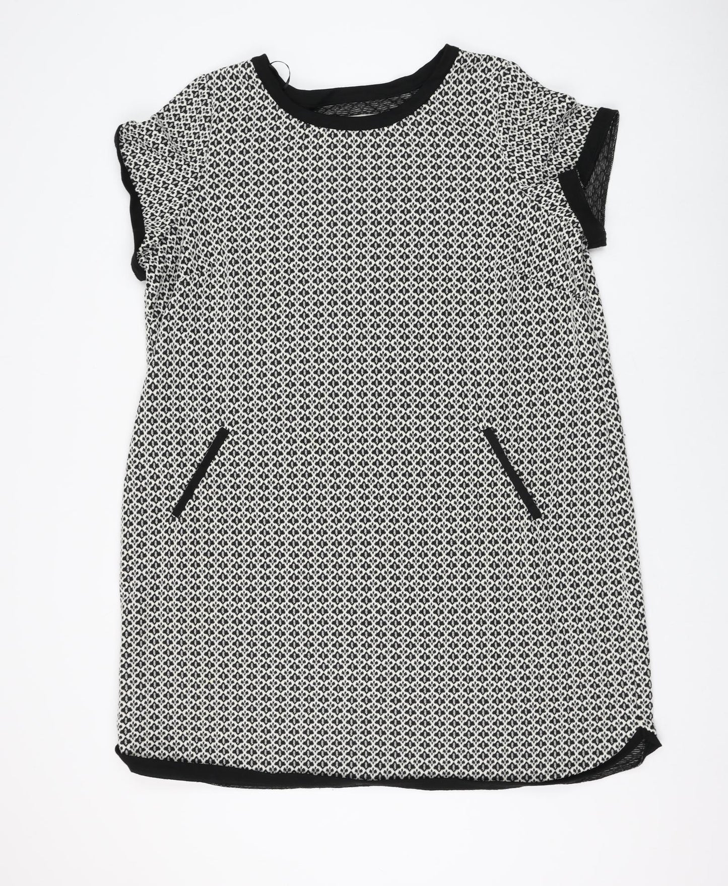 George Womens White Geometric Polyester Shift Size 24 Round Neck Pullover