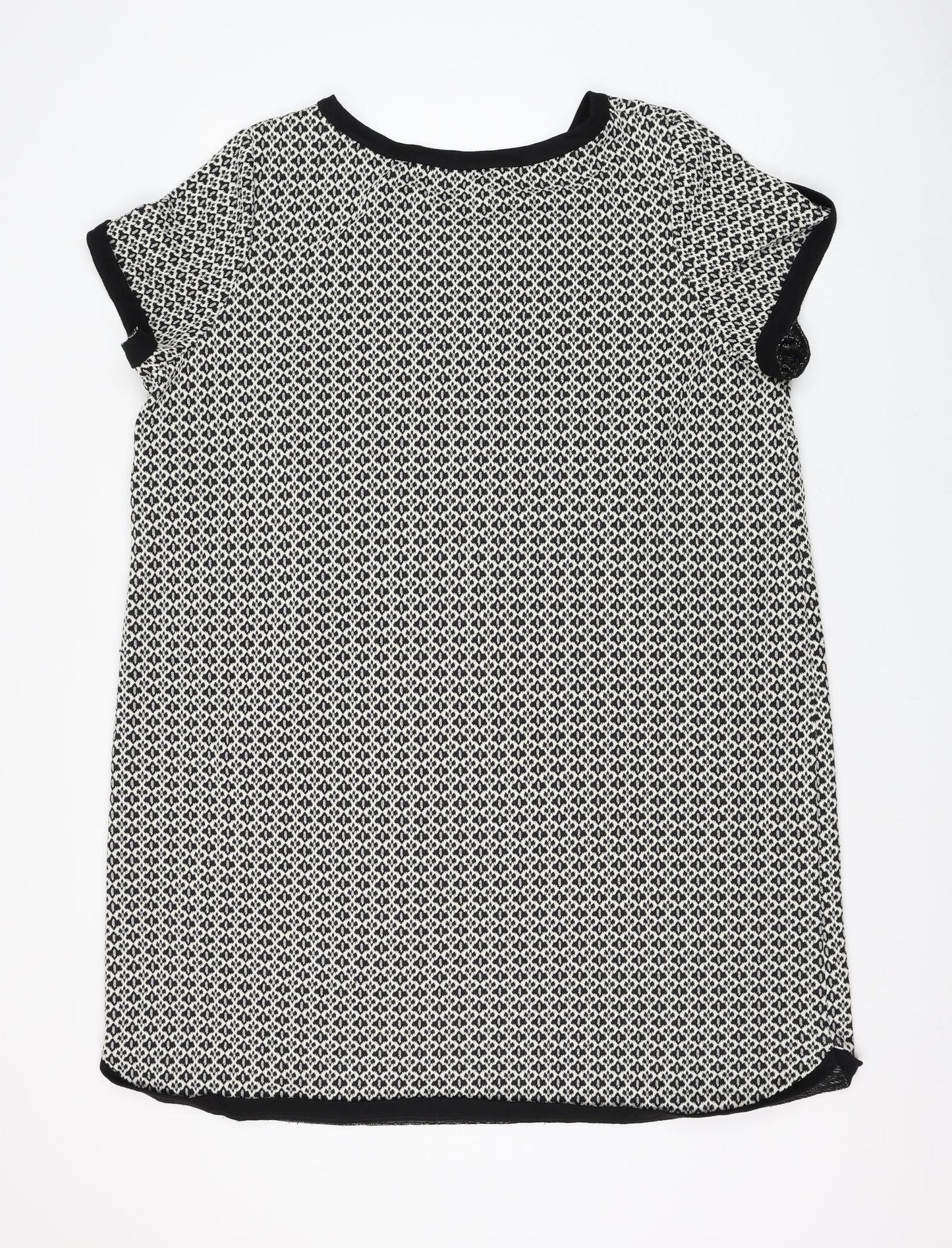 George Womens White Geometric Polyester Shift Size 24 Round Neck Pullover