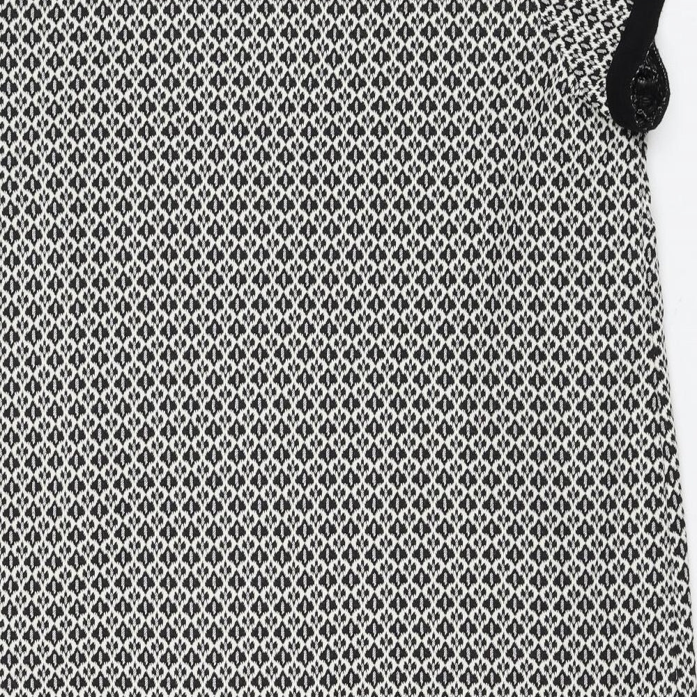 George Womens White Geometric Polyester Shift Size 24 Round Neck Pullover