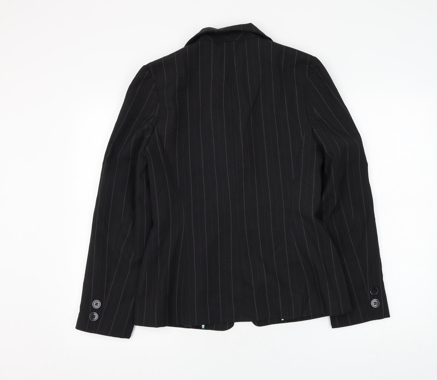 New Look Womens Black Striped Jacket Blazer Size 10 Button