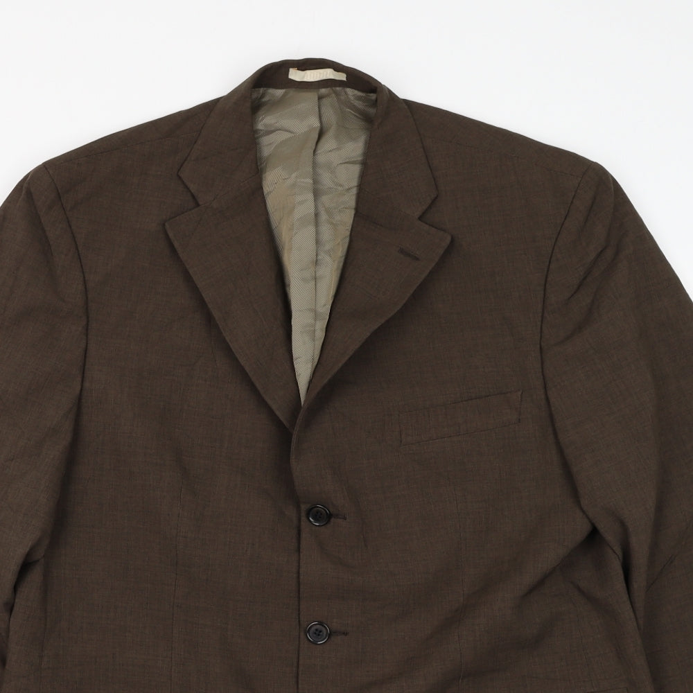 Greenwoods Mens Brown Polyester Jacket Suit Jacket Size 42