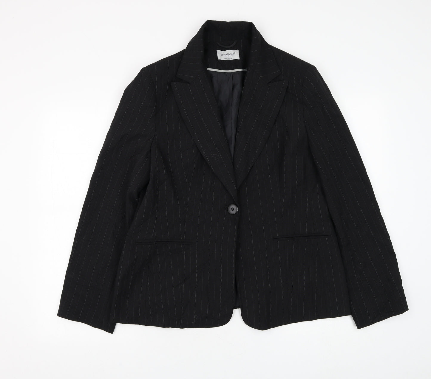 Atmosphere Womens Black Striped Jacket Blazer Size 16 Button