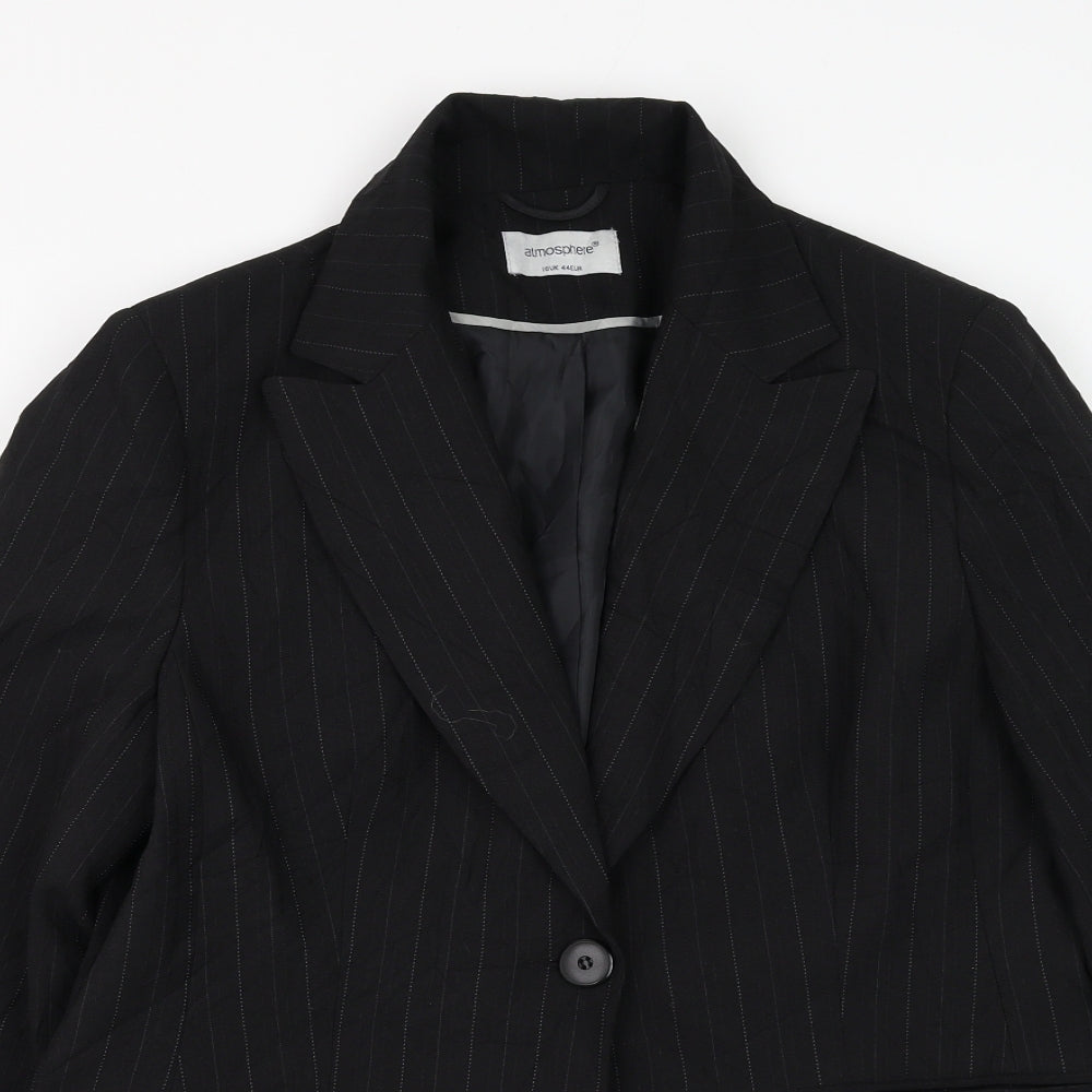 Atmosphere Womens Black Striped Jacket Blazer Size 16 Button