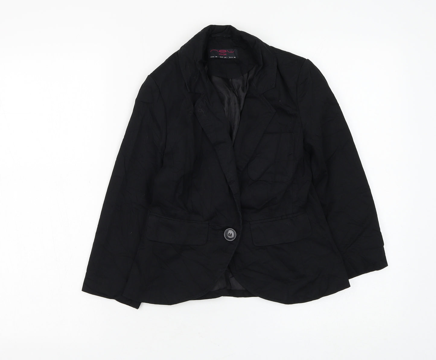 New Look Womens Black Jacket Blazer Size 8 Button