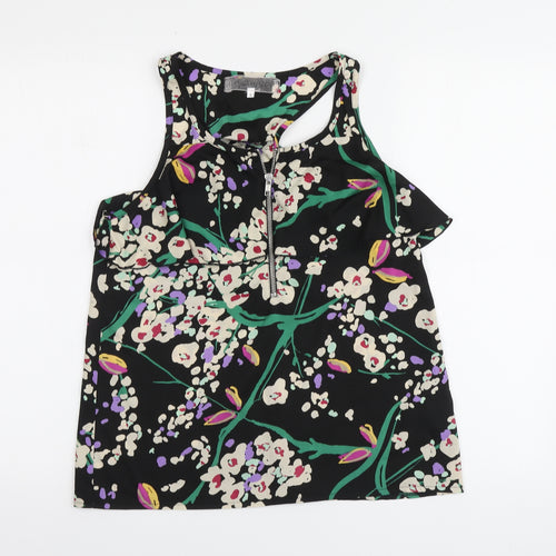 Influence Womens Black Floral Polyester Basic Tank Size S Round Neck