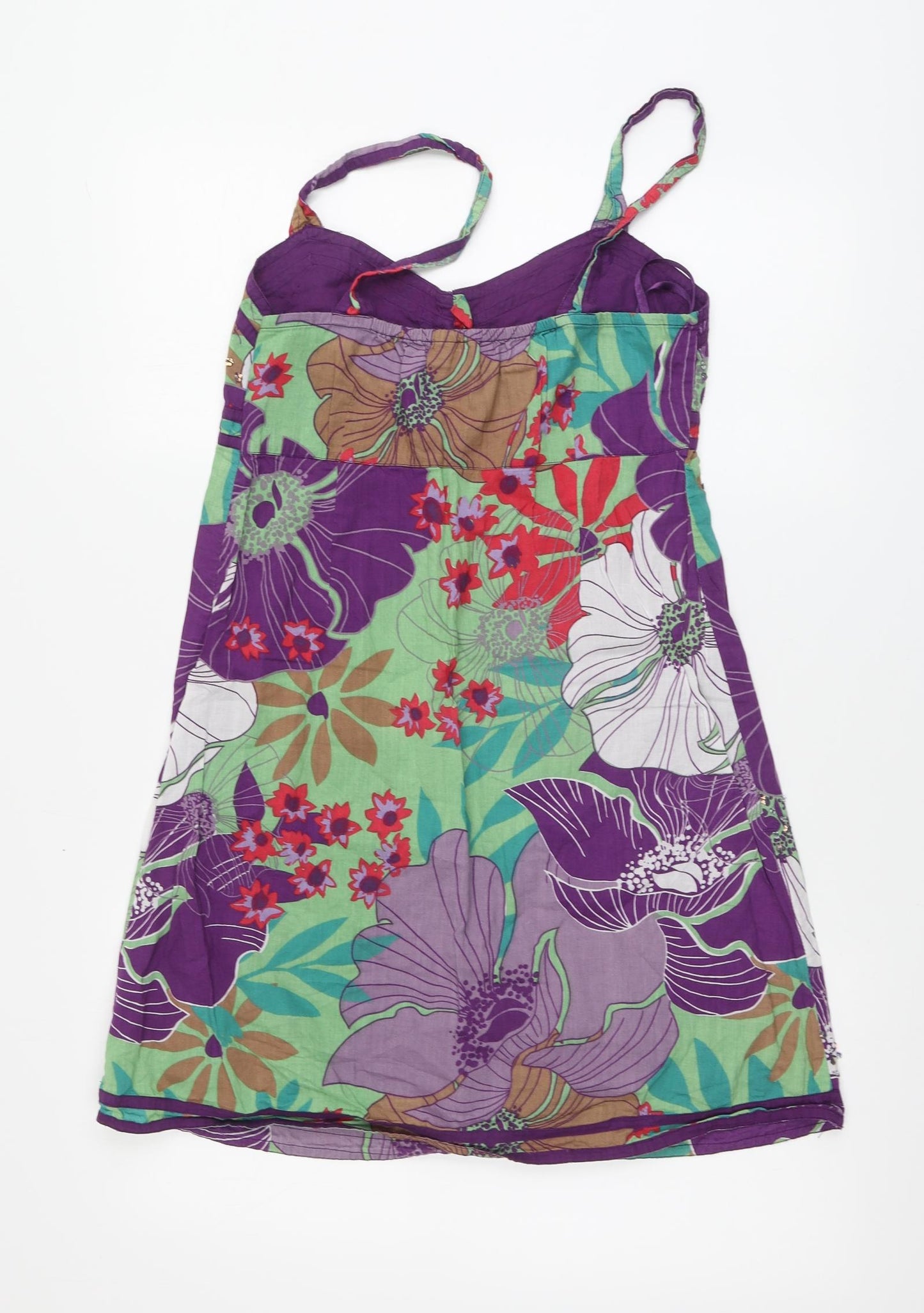 Be Beau Womens Multicoloured Floral Cotton A-Line Size 12 V-Neck