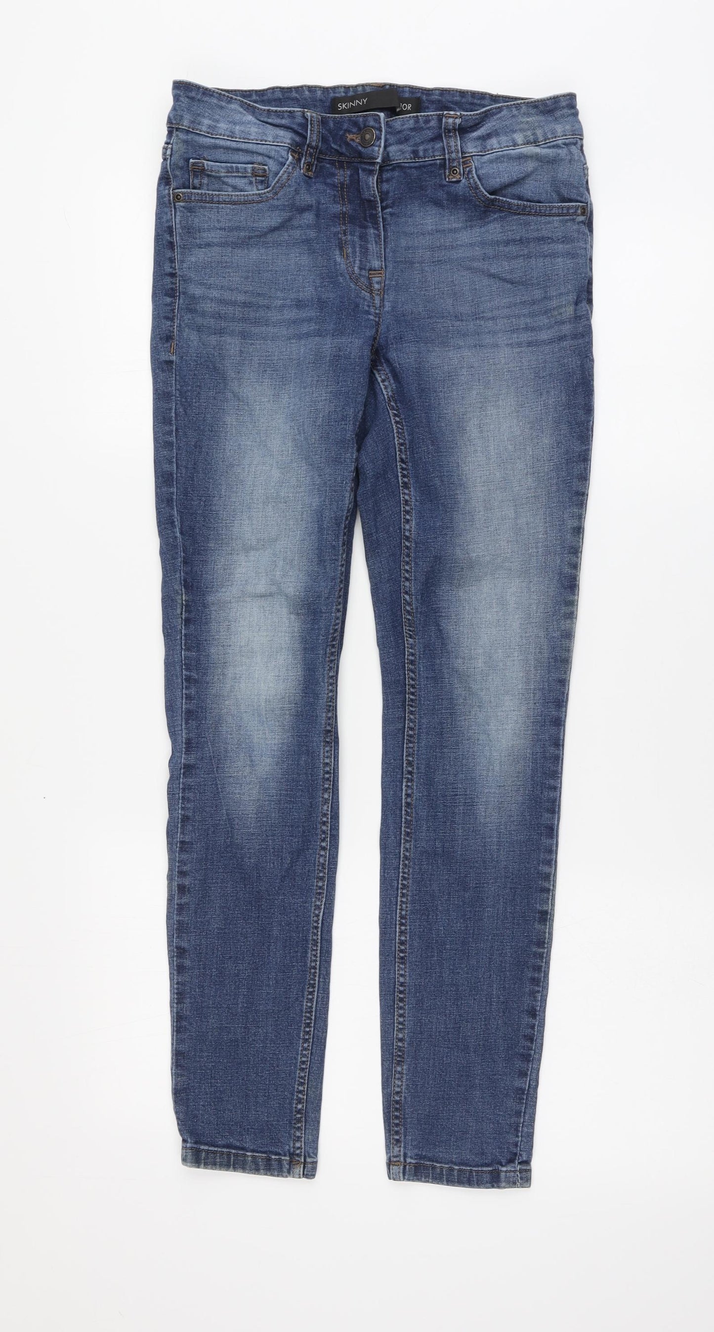 NEXT Womens Blue Cotton Skinny Jeans Size 10 L28 in Regular Button