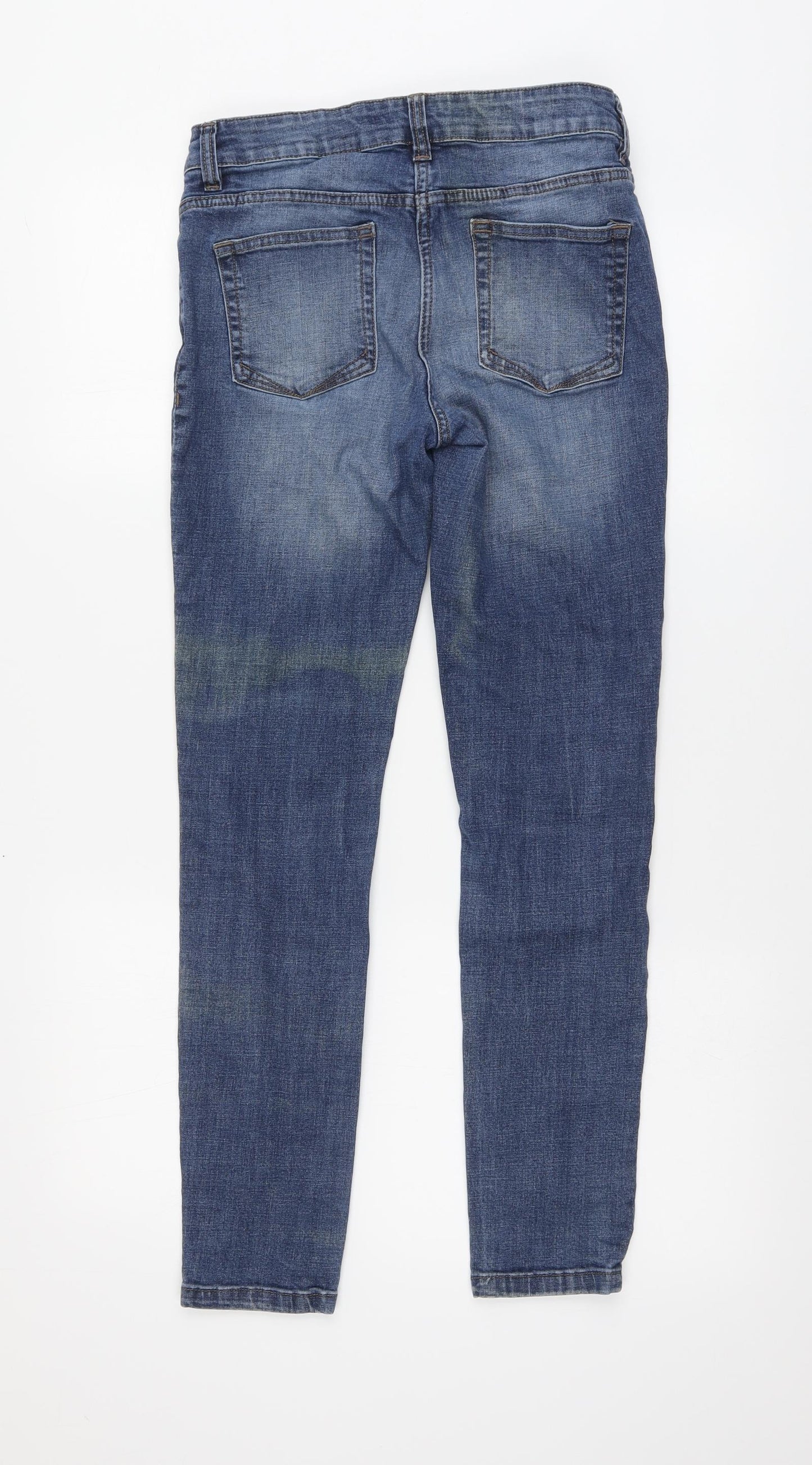 NEXT Womens Blue Cotton Skinny Jeans Size 10 L28 in Regular Button
